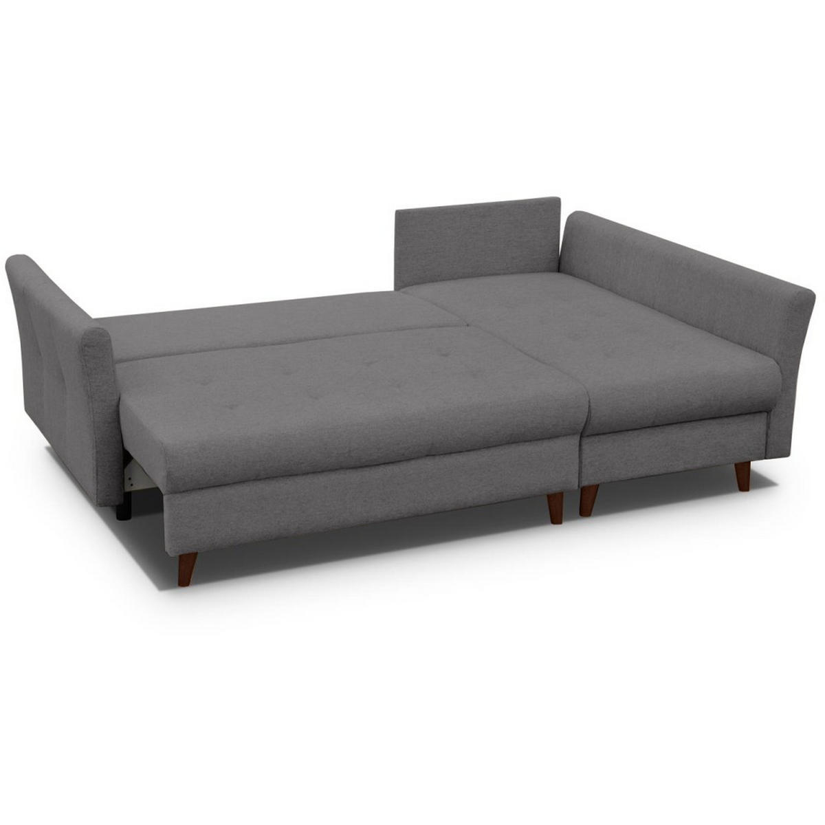 ECKSCHLAFSOFA Neron mit 2 Bettkasten und Beine in Wengefarbe, Dunkelgrau, rechts - Wengefarben/Dunkelgrau, Textil (233/148cm) - Beautysofa