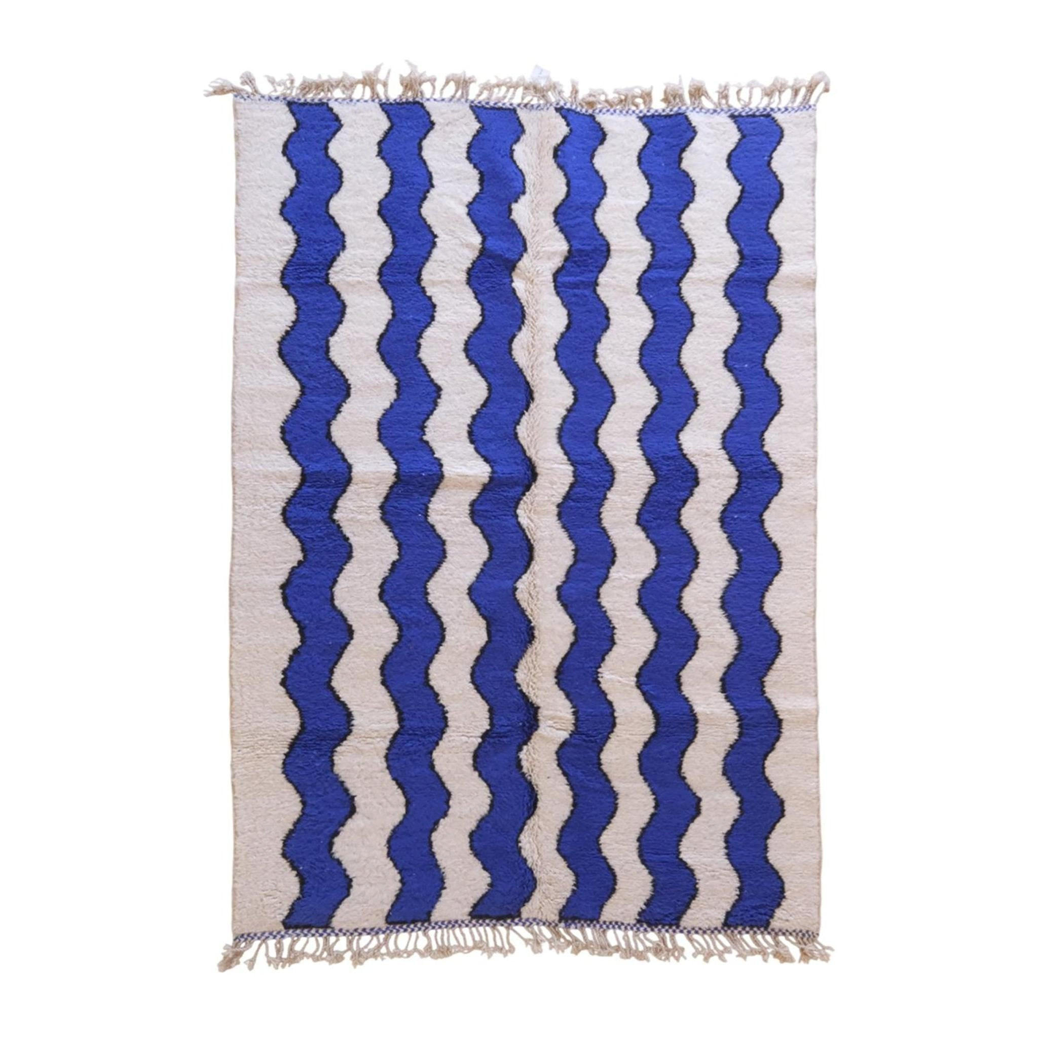 BERBERTEPPICH aus Marokko modern aus Wolle blau - Blau, Naturmaterialien (200/293cm) - AFK Living