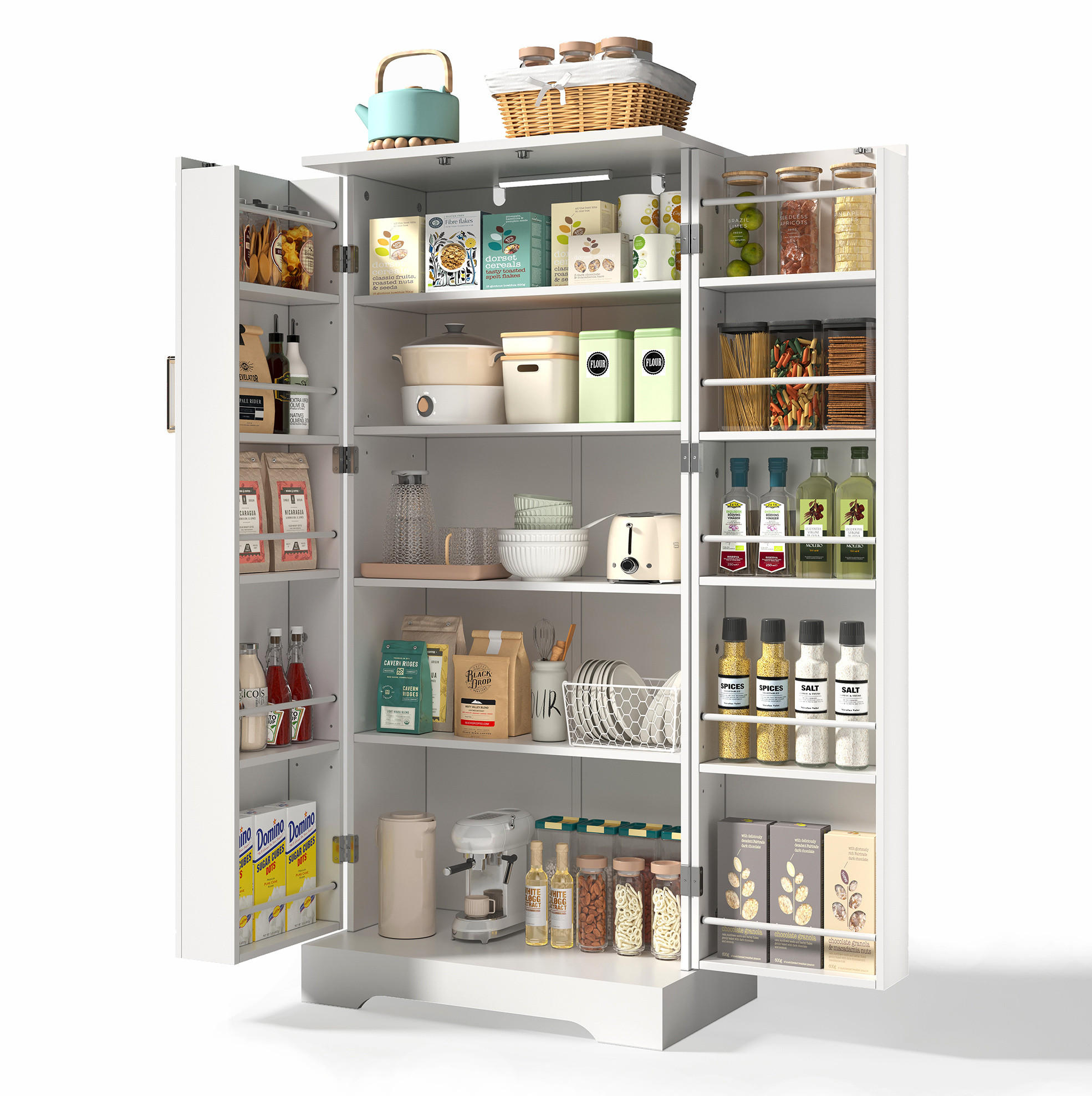 BUFFET 60/128/35 cm Weiß aus MDF und PB mit LED-Sensorleuchte - Weiß, Holzwerkstoff (35/128/60cm) - OKMYHOME