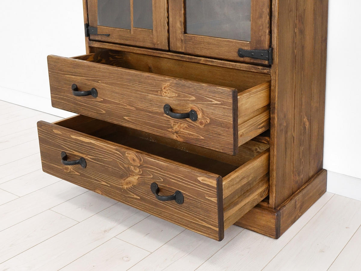 VITRINE aus Massivholz Rustyk - Dunkelbraun/Schwarz, Holz (90/190/40cm) - Seart