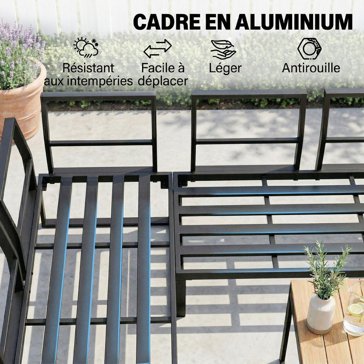 GARTENLOUNGE-SET DE-13544 modular für 6-8 Personen, Aluminium Grau - Grau, Metall - ComfortXL