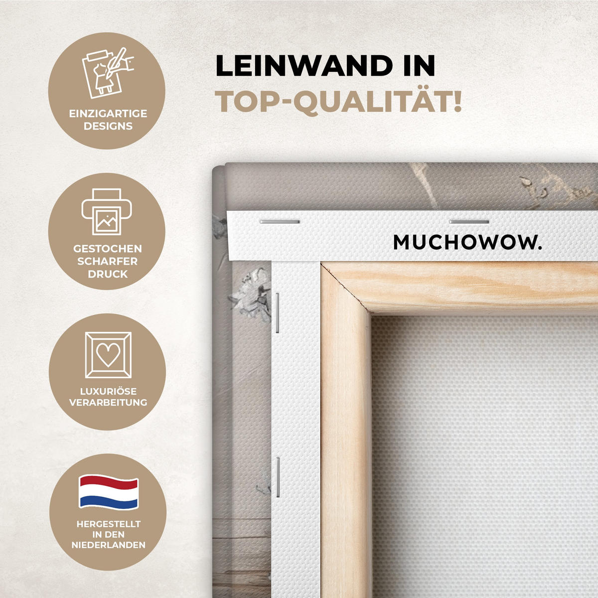 LEINWANDBILD Mandelblüte - Kunst - Van Gogh - Beige - Abstrakt Gemälde 60x40 cm - Braun, Textil (60/40cm) - MuchoWow