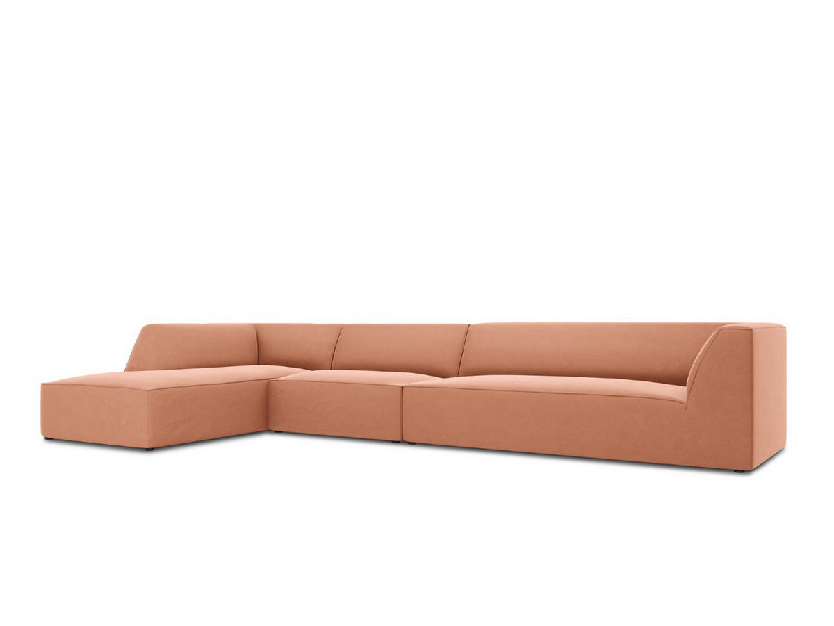 ECKSOFA links Ruby aus Samt rosa 5 Sitzplätze - Pink, Textil (180/366cm) - Micadoni