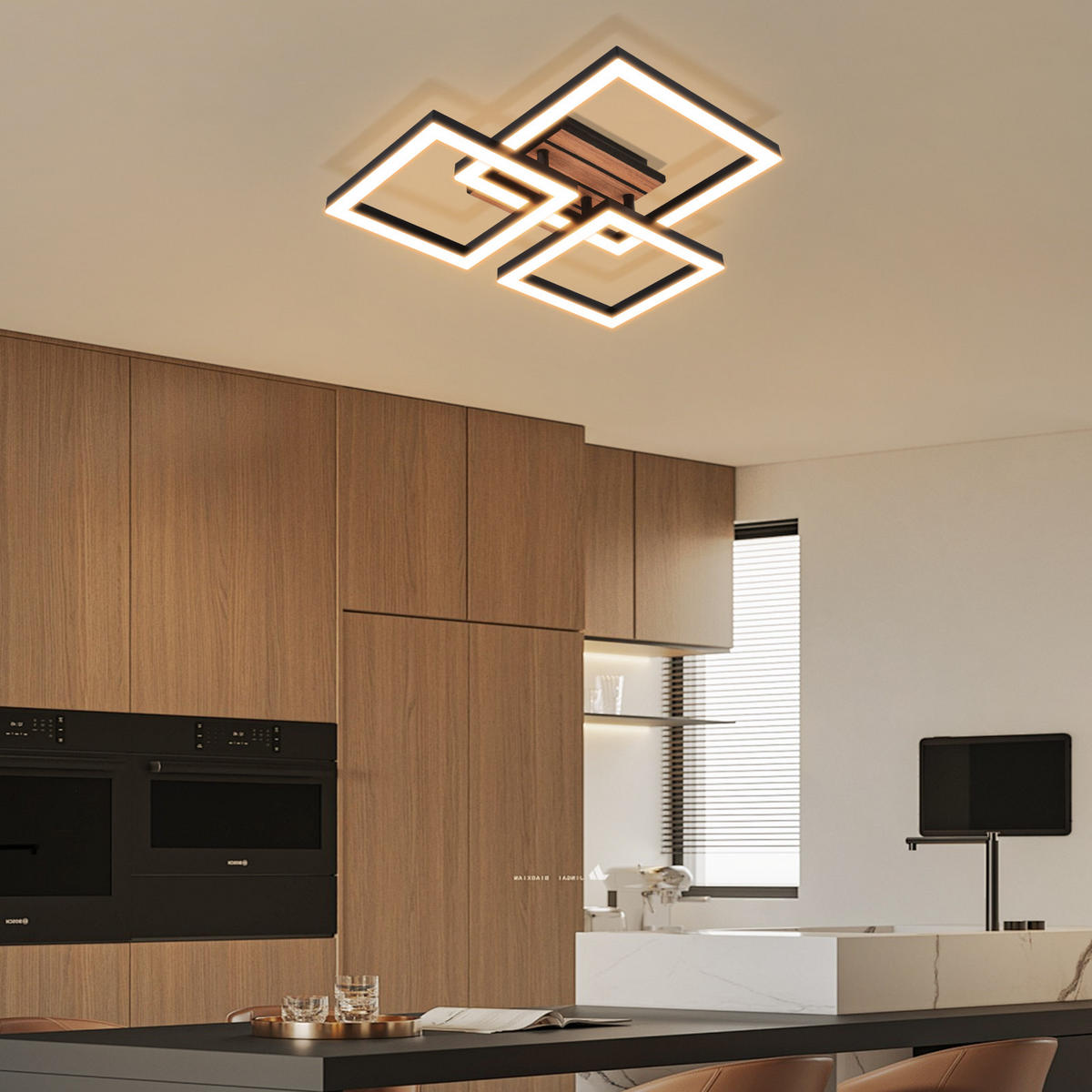 LED Deckenleuchte 38/32/8cm - Schwarz, Metall (32/38/8cm) - Nettlife