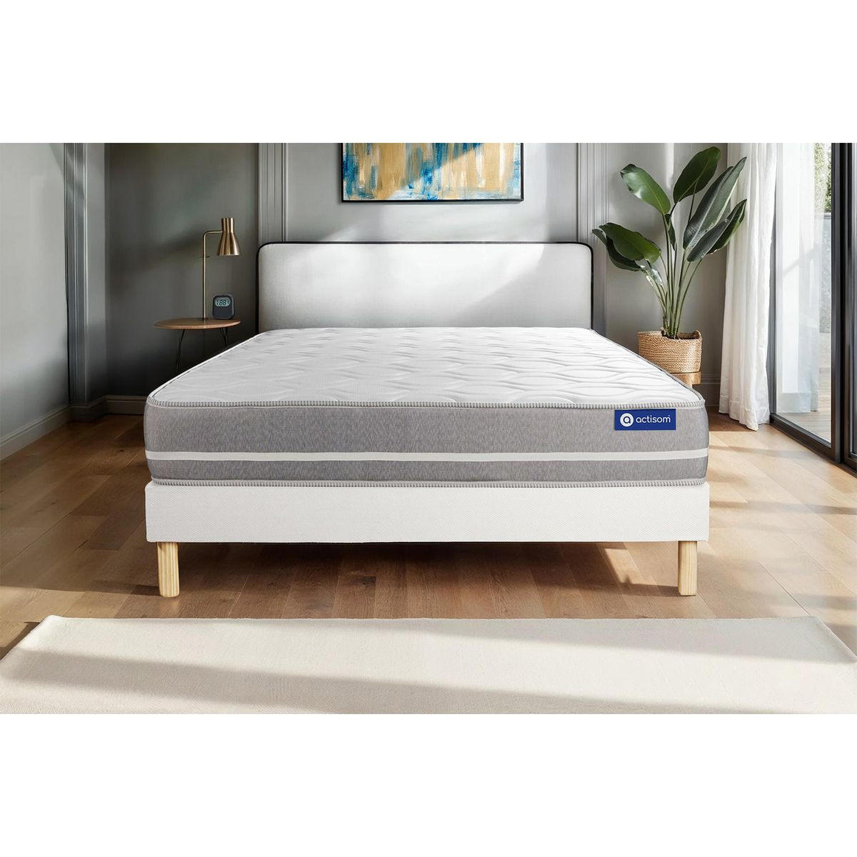 BETT Actimemo touch Memory-Schaum 80 x 190 cm h1 - Kit Bettgestell Weiß - Beige/Weiß, Karton/Holz (80/190cm) - ACTISOM