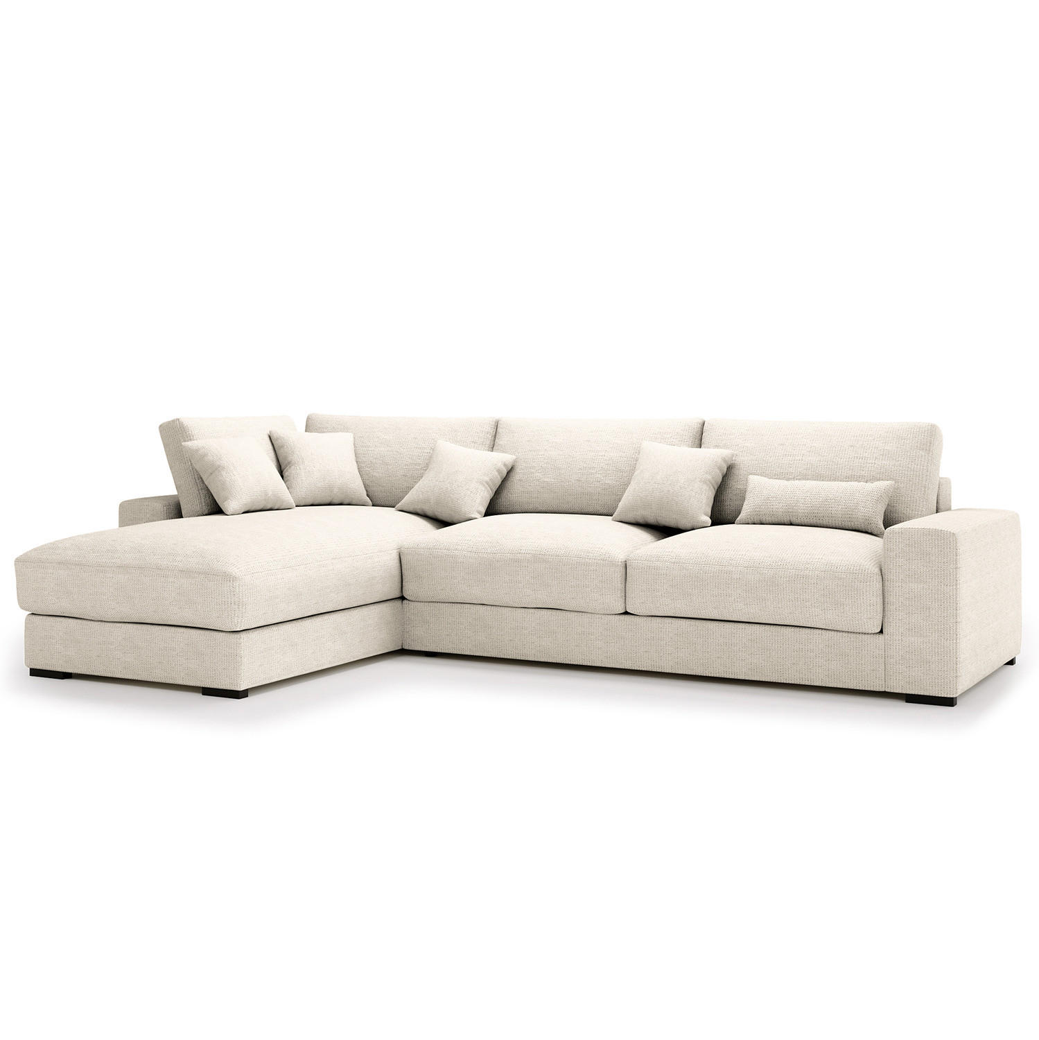 ECKSOFA mit Longchair - Schwarz/Grau, Kunststoff/Textil (340/205cm) - home24