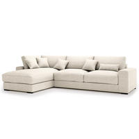 ECKSOFA mit Longchair - Schwarz/Grau, Kunststoff/Textil (340/205cm) - home24