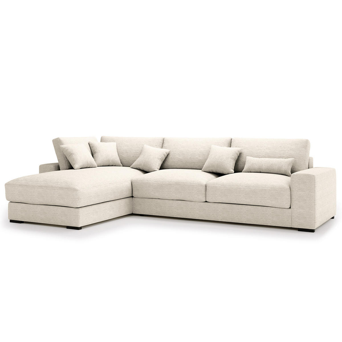 ECKSOFA mit Longchair - Schwarz/Grau, Kunststoff/Textil (340/205cm) - home24