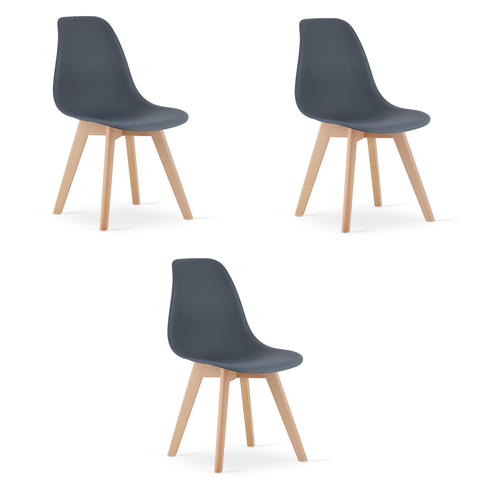ESSZIMMERSTUHL 3-er Set KITO Sitzfläche aus dunklem Schiefer, Beine aus dunklem Schiefer - Schieferfarben, Kunststoff (46/80/54.5cm) - Valora