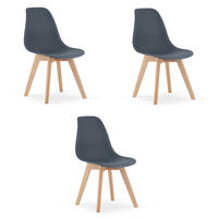 ESSZIMMERSTUHL 3-er Set KITO Sitzfläche aus dunklem Schiefer, Beine aus dunklem Schiefer - Schieferfarben, Kunststoff (46/80/54.5cm) - Valora