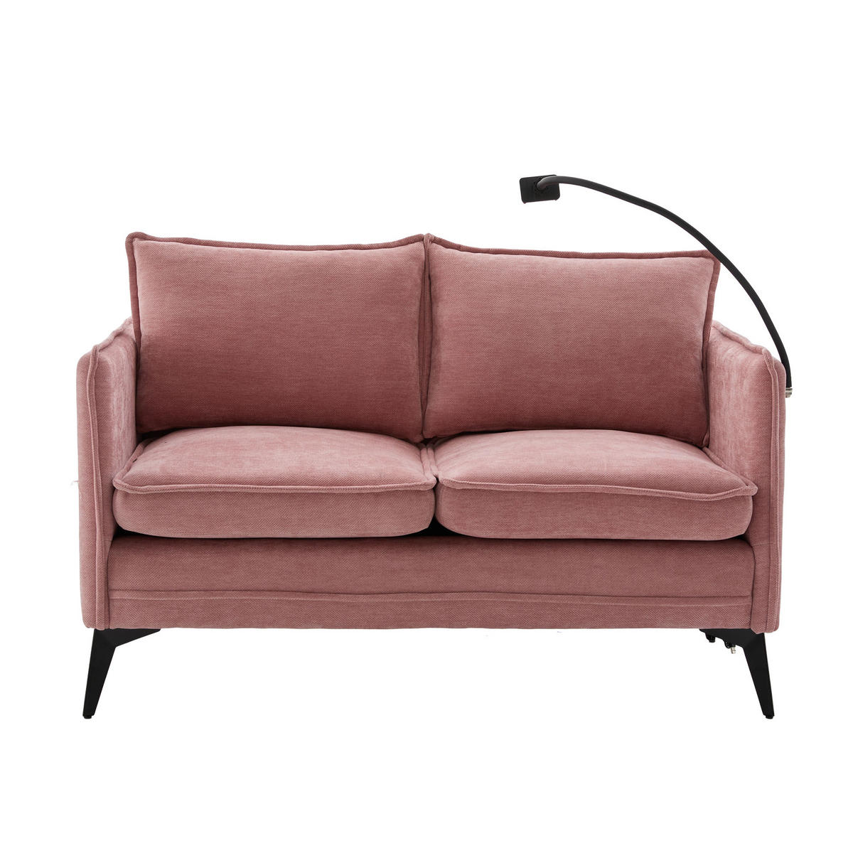 2-SITZER-SOFA aus Chenille 127x69x66 cm Pink mit Handyhalter, Seitentaschen und gepolstertem Komfort - Rosa, Textil (69/66/127cm) - Modfu