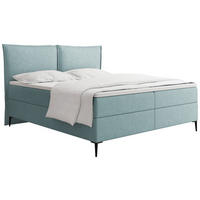BOXBETT Calio Rise mit Bettkasten, Türkis Chenille 120x200 cm – inkl. H4 Taschenfederkern Matratze & Foam Topper - Türkis/Schwarz, Holz/Holzwerkstoff (120/200cm) - WFL GROUP