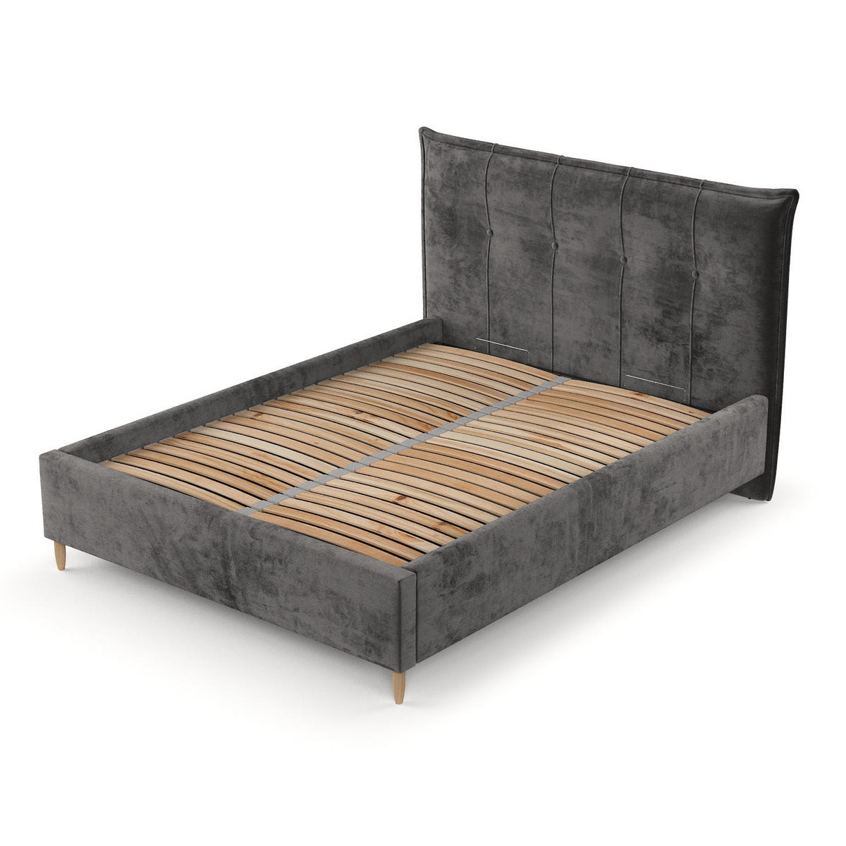 POLSTERBETT Plaza 120/200 cm Anthrazit im Lotta Stoff - Anthrazit/Naturfarben, Holz/Holzwerkstoff (120/200cm) - AltaBeds