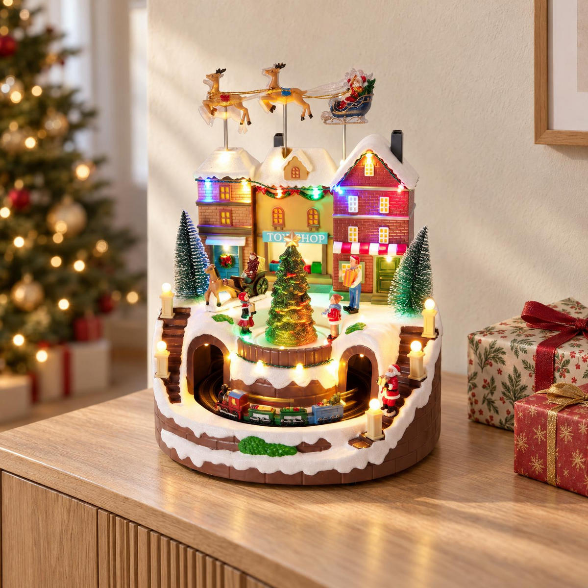 WEIHNACHTSSZENE Spielzeugladen 27/25/34 cm - Multicolor, Kunststoff (25/34/27cm) - Home Styling Collection