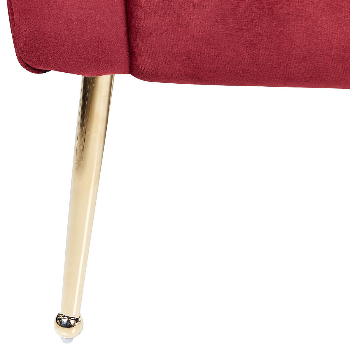 CHAISELONGUE Samtstoffdunkelrot/gold Nantilly - Rot/Goldfarben, Textil (175/76/70cm) - Beliani