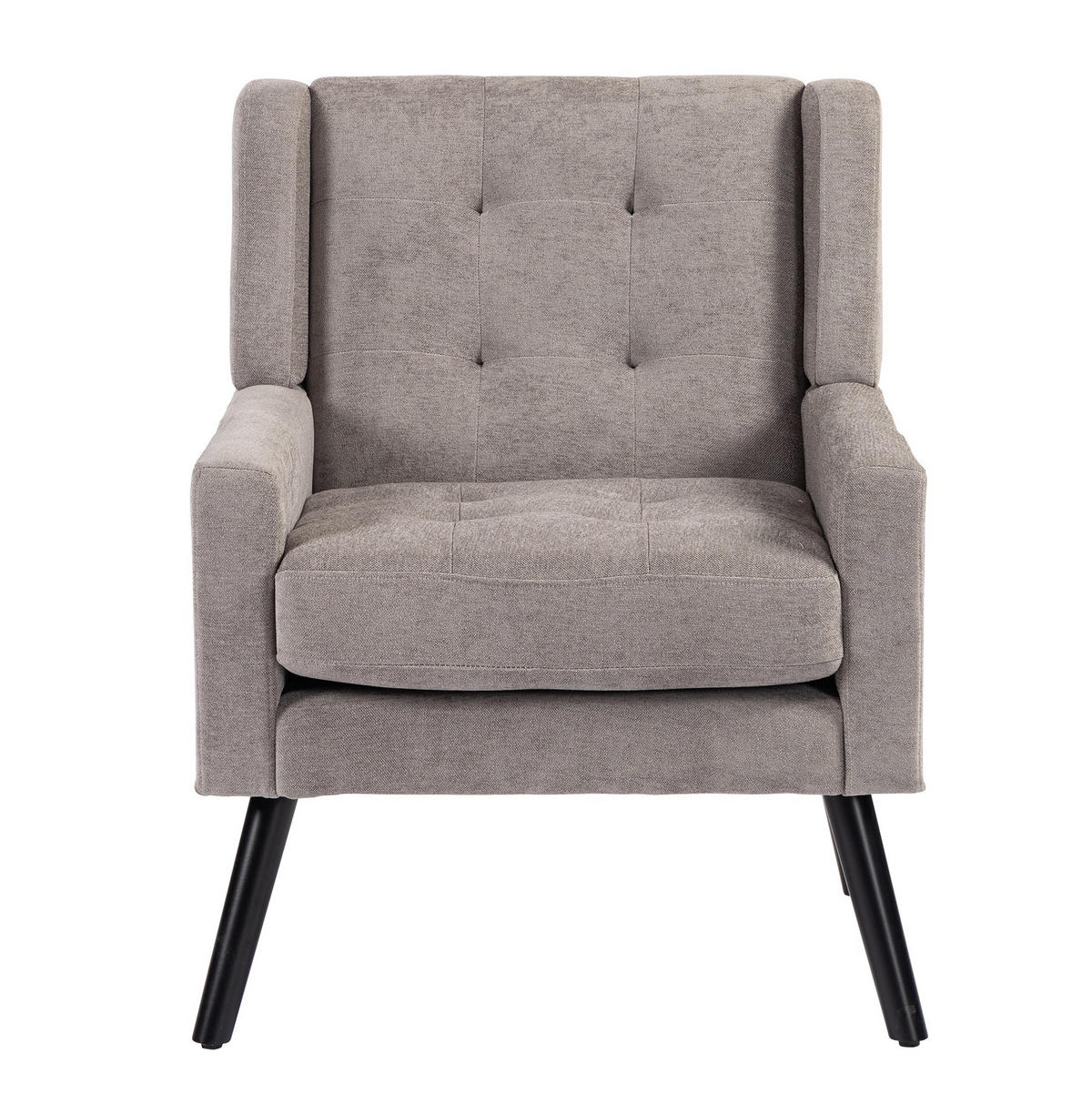 POLSTERSESSEL mit Tufting und Leinenbezug – bis 130 kg belastbar - Hellgrau, Textil (76/88/68cm) - BEAOK