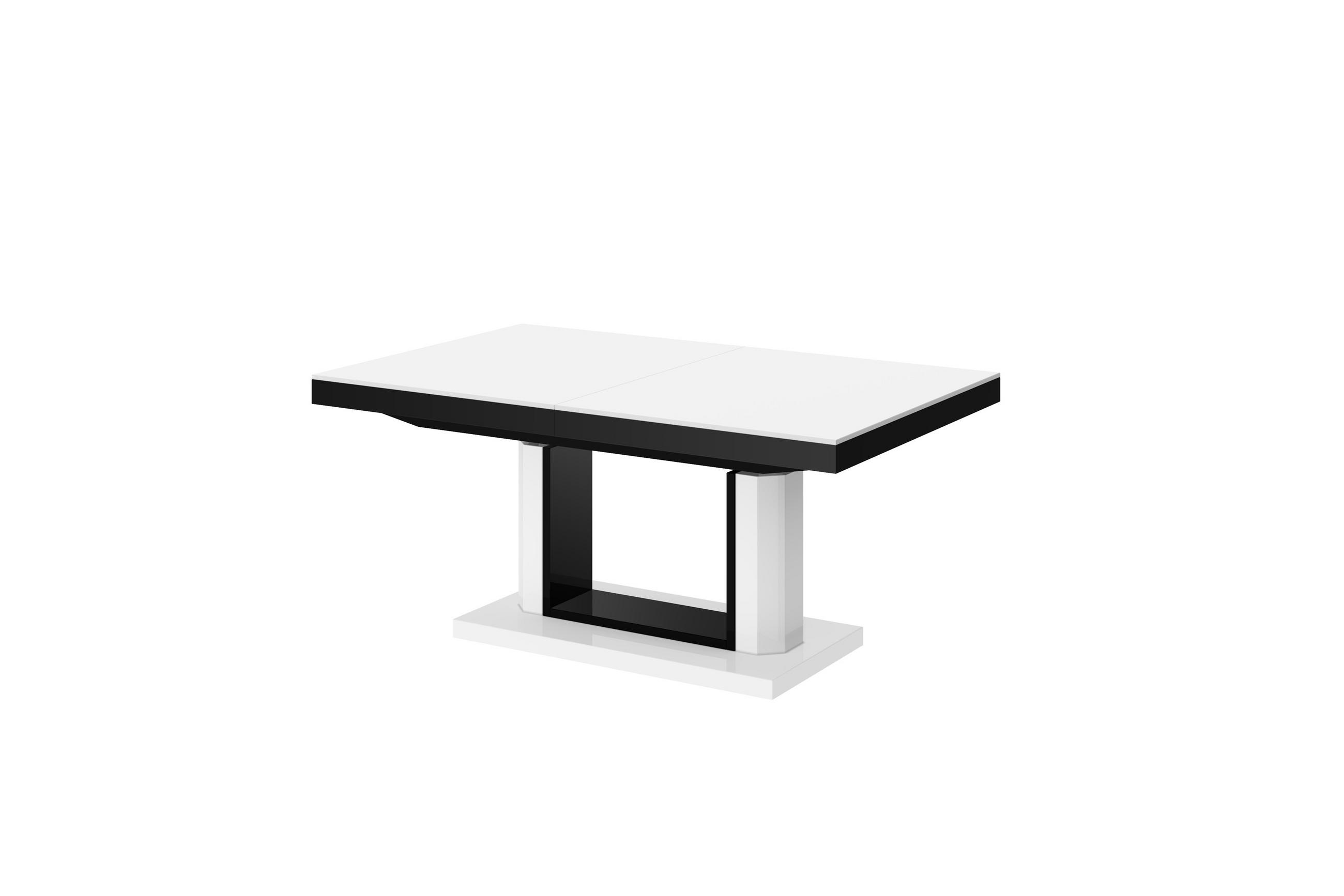 designimpex Couchtisch Weiß Hochglanz, Schwarz Hochglanz 120x54x75 cm