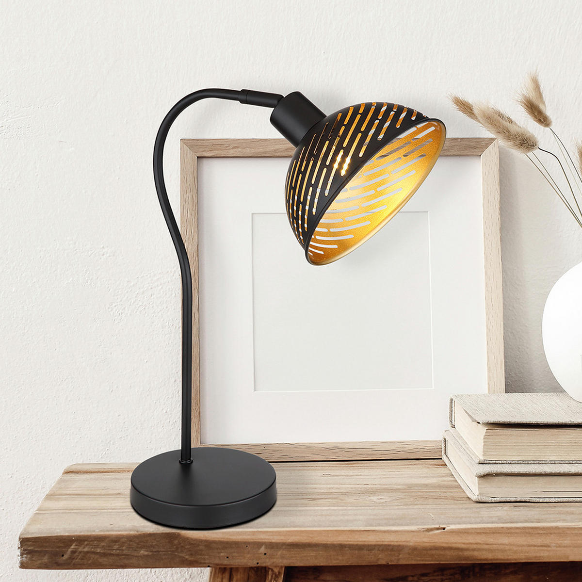 TISCHLEUCHTE Metall Schwarz-Gold - Schwarz, Metall (30/18.5/45cm)