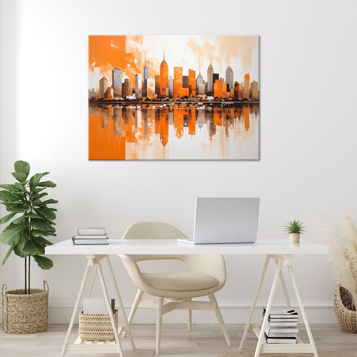LEINWANDBILD Städte & Architektur 120x80cm - Orange, Textil (120/80cm) - Feeby