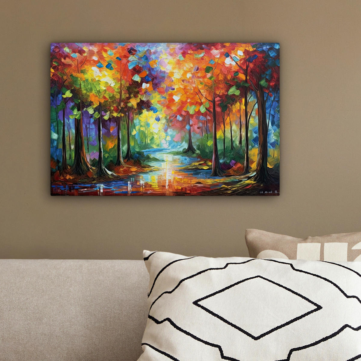 LEINWANDBILD Landschaft - Wald - Farben - Natur 30x20 cm - Multicolor, Textil (30/20cm) - MuchoWow