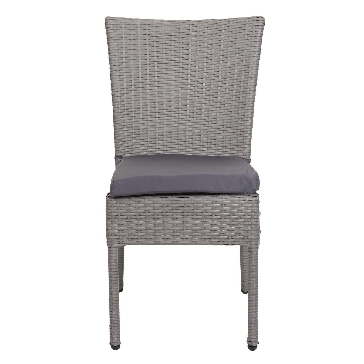 POLY-RATTAN STUHL Grau, Anthrazit 2er-Set - Hellgrau/Grau, Kunststoff (52/90/58cm) - MCW