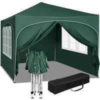 PAVILLON, Faltpavillon 3x3 m, mit 4 Seitenwänden, Grau - Grün, Metall (300/260/300cm) - Woltu