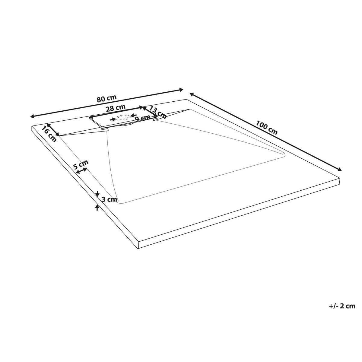 CĂDIȚĂ DE DUȘ 80/100/3 cm albă Azzurro - alb, material plastic (100/3/80cm) - Beliani