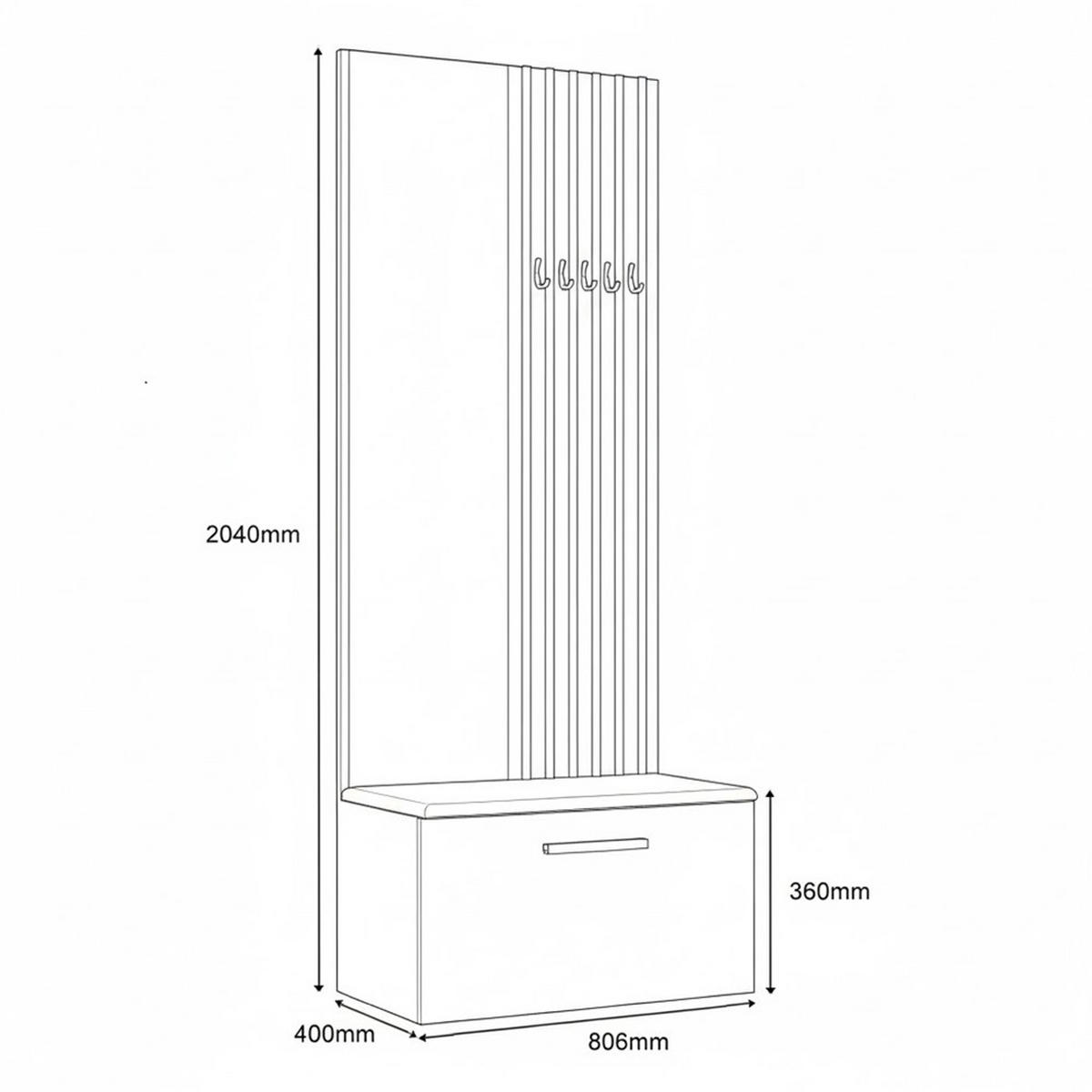 GARDEROBENSCHRANK MODULO 80,6/204/40 cm Modern Garderobe-Set Grau - Schwarz/Grau, Holzwerkstoff (80.6/204/40cm) - MASSENO