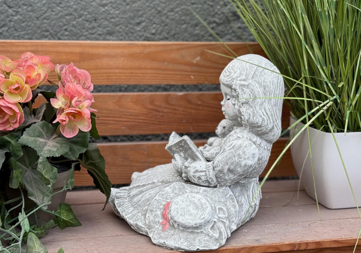 STEINFIGUR lesendes Mädchen frostfester Steinguss - Grau, Stein (21/24/22cm) - stoneandstyle