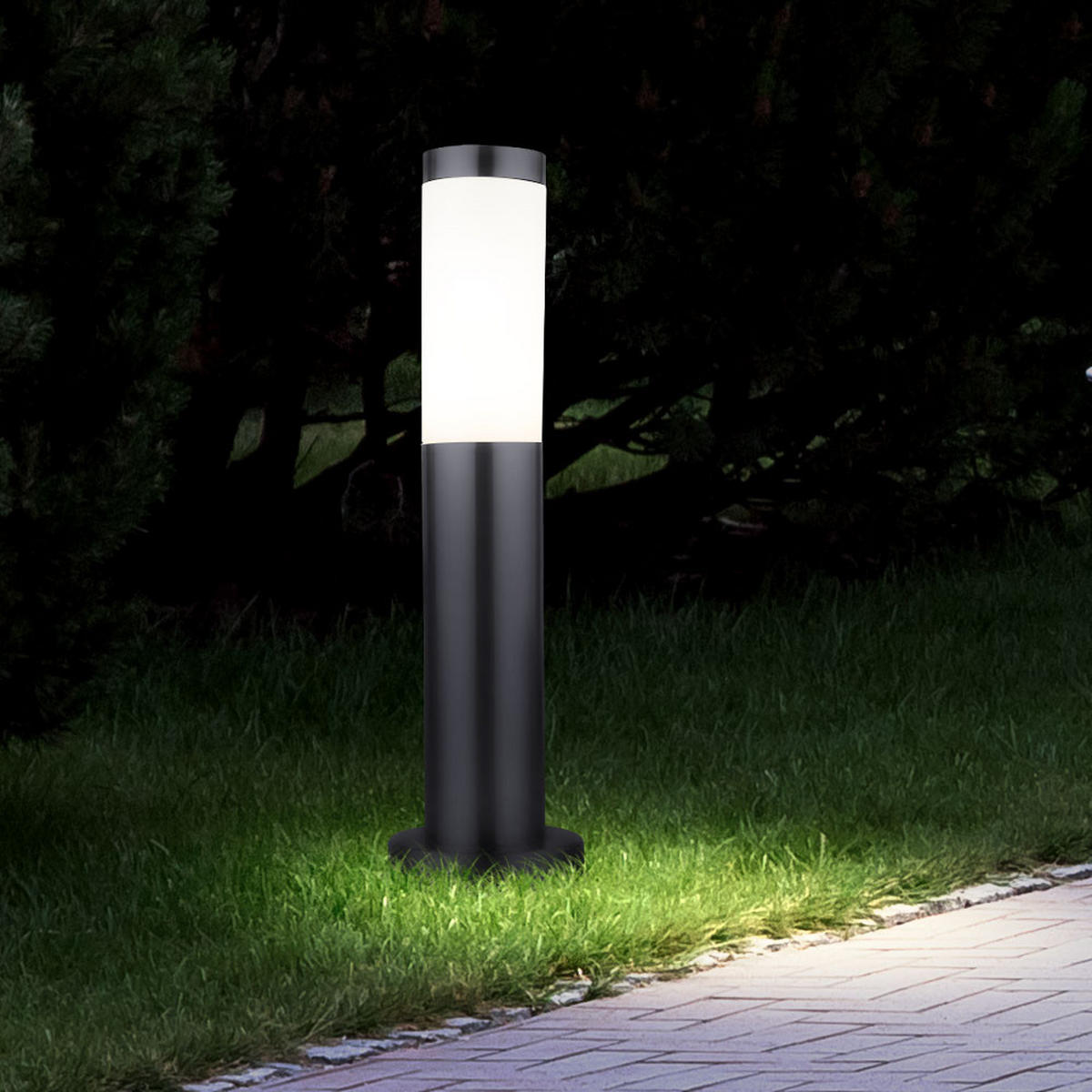 LED AUSSENLEUCHTE Edelstahl Silber - Anthrazit, Metall (12.7/12.7/45cm) - Globo Lighting