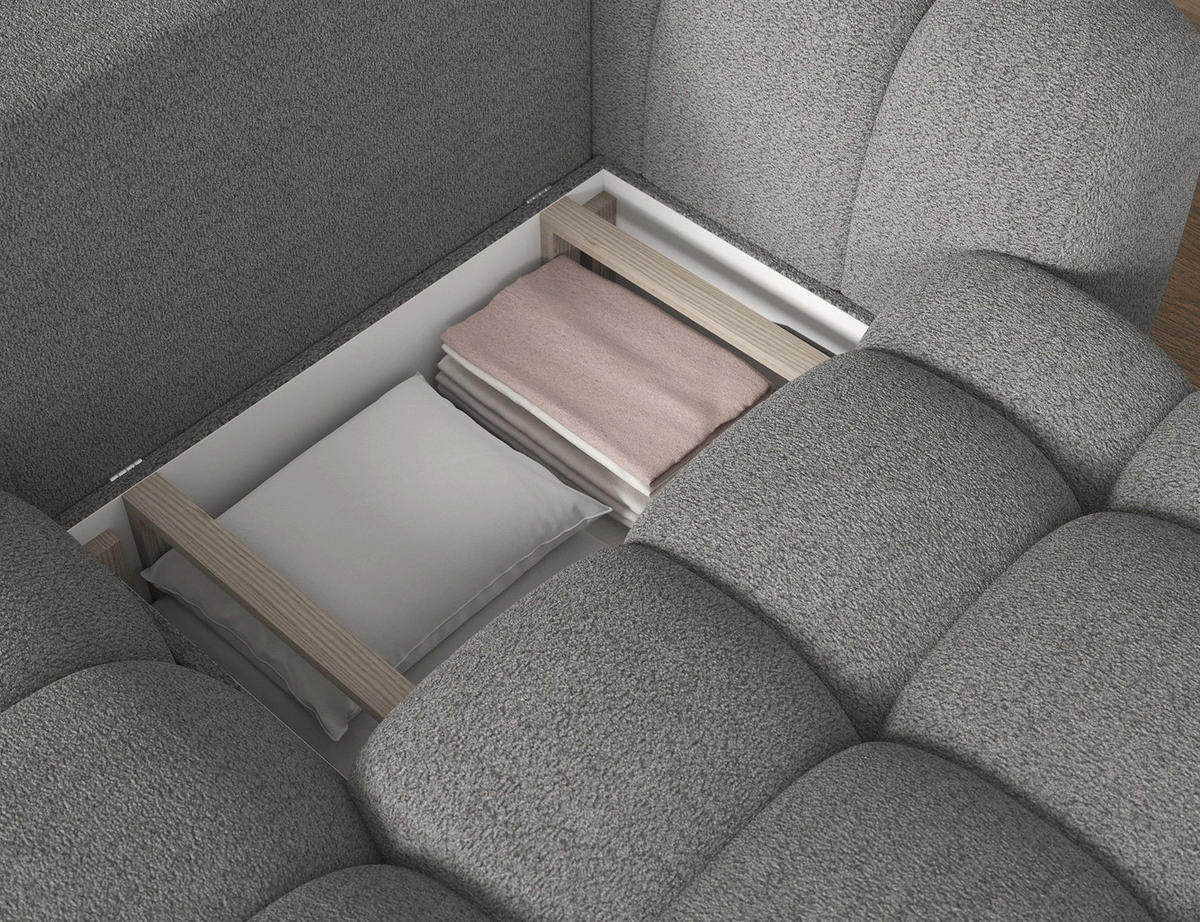 ECKSOFA COVELION L-Form – Schlaffunktion, Bettkasten, Wellenfederung, HR-Kaltschaum, inkl. Kissen, moderner Wohnkomfort - Anthrazit, Kunststoff (260/167cm) - Wohnideebilder