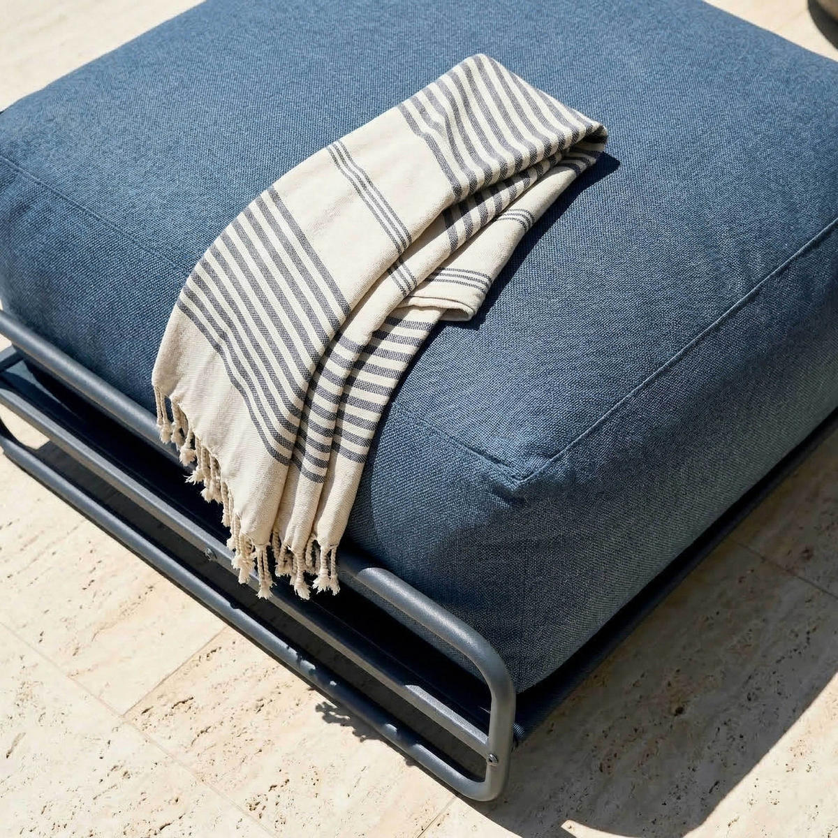 GARTENHOCKER mit Gestell, pazifikblauem - Blau, Textil (97/42/97cm) - Oviala