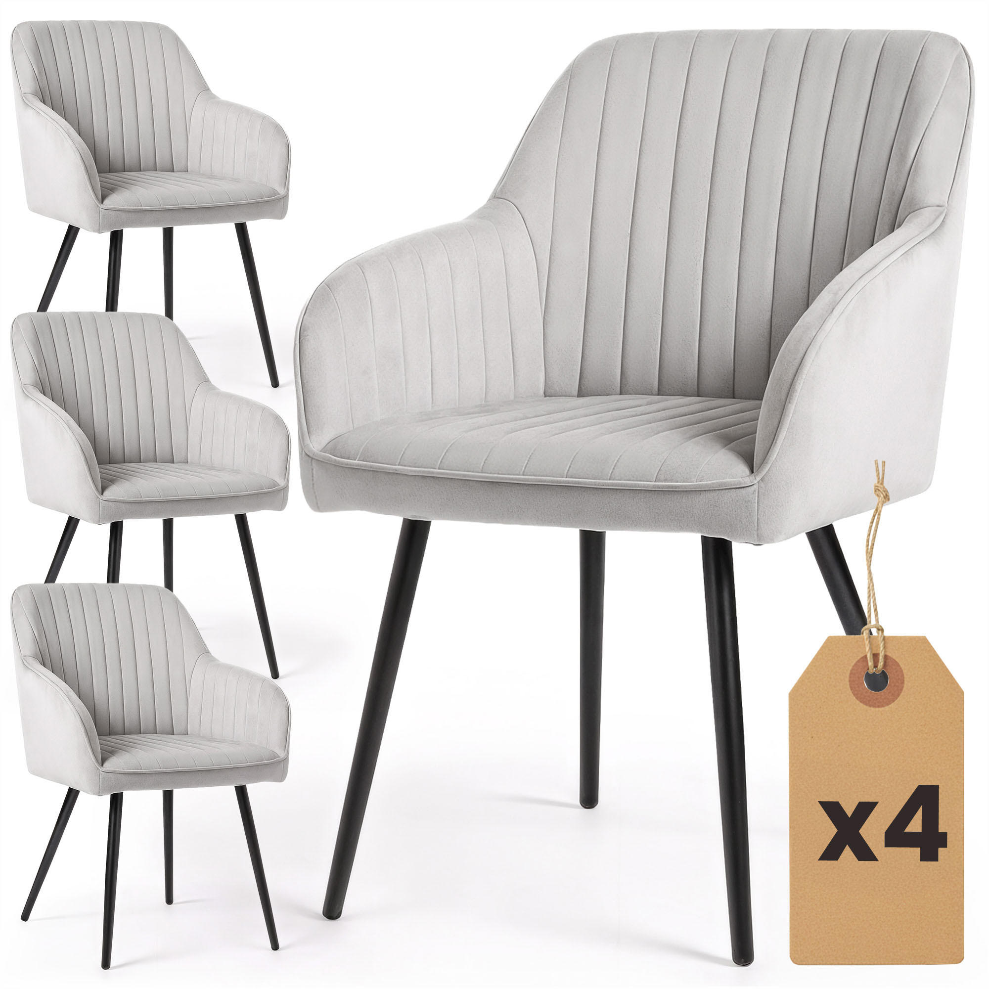 POLSTERSTUHL 4er Set, Metallbeine Grau, Schwarz 54,5/82/58 - Schwarz/Grau, Textil (55/82/58cm) - RAUMHIRSCH FURNITURE