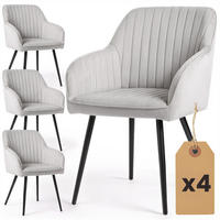 POLSTERSTUHL 4er Set, Metallbeine Grau, Schwarz 54,5/82/58 - Schwarz/Grau, Textil (55/82/58cm) - RAUMHIRSCH FURNITURE