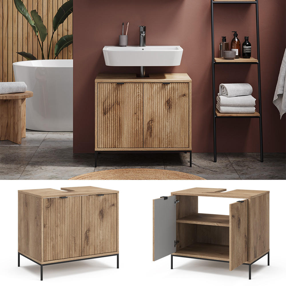 WASCHTISCHUNTERSCHRANK Eliza Viking Oak 70 x 63 cm mit 2 Türen - Eiche Wotan, Holzwerkstoff (70/63/45.1cm) - Vicco