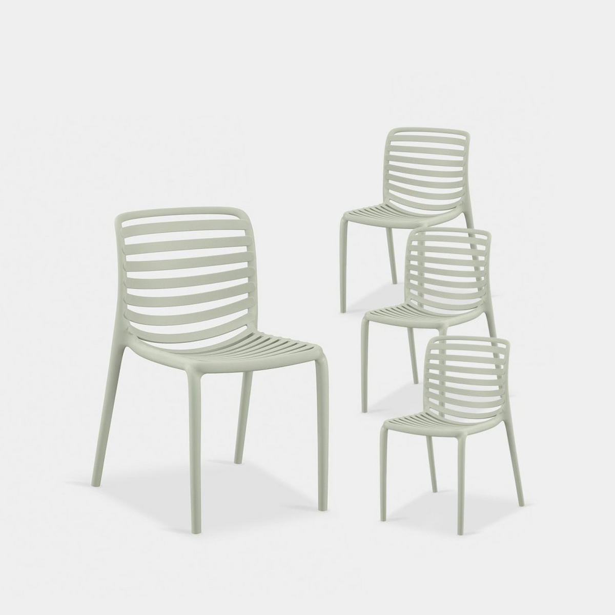 GARTENSTUHL Eros Grün 45 cm x 81 cm 4er-Set - Grün, Kunststoff (45/81/55cm) - Klast Home