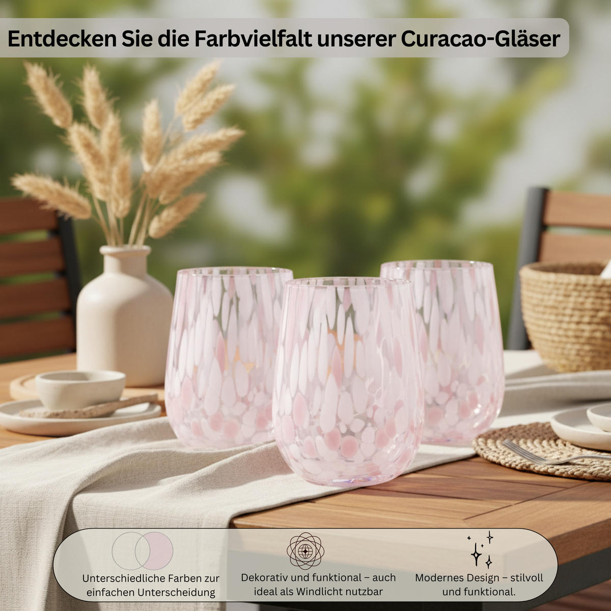 TRINKGLÄSER Set Curacao - 4 teilig - Transparent/Rosa, Glas - Sänger