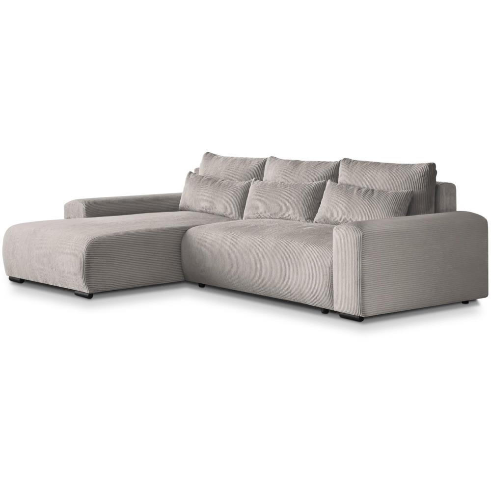 ECKSCHLAFSOFA Benny cappuccino links - Schwarz/Cappuccino, Kunststoff/Textil (271/185cm) - Beautysofa