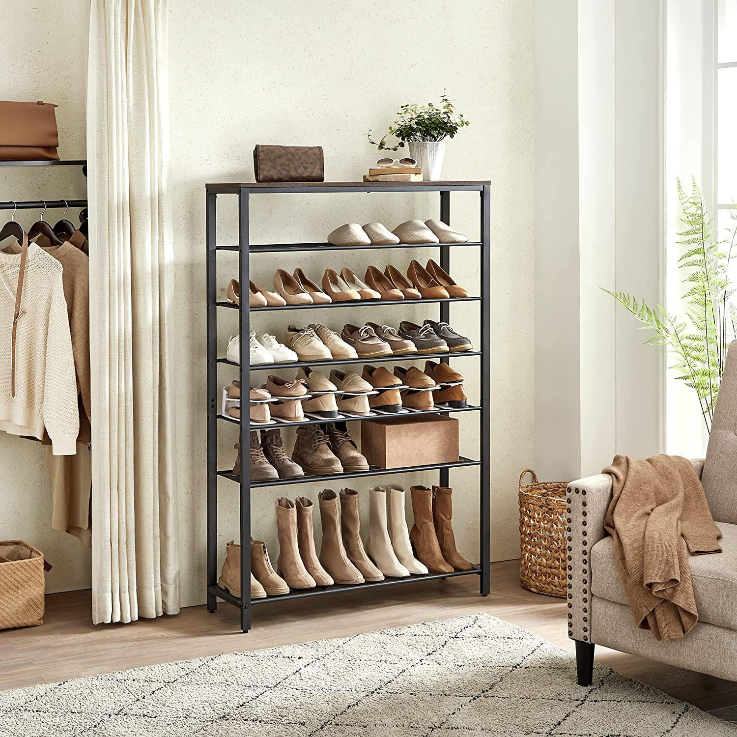 SCHUHREGAL - Braun, Holzwerkstoff (30/152/100cm) - Hansiro
