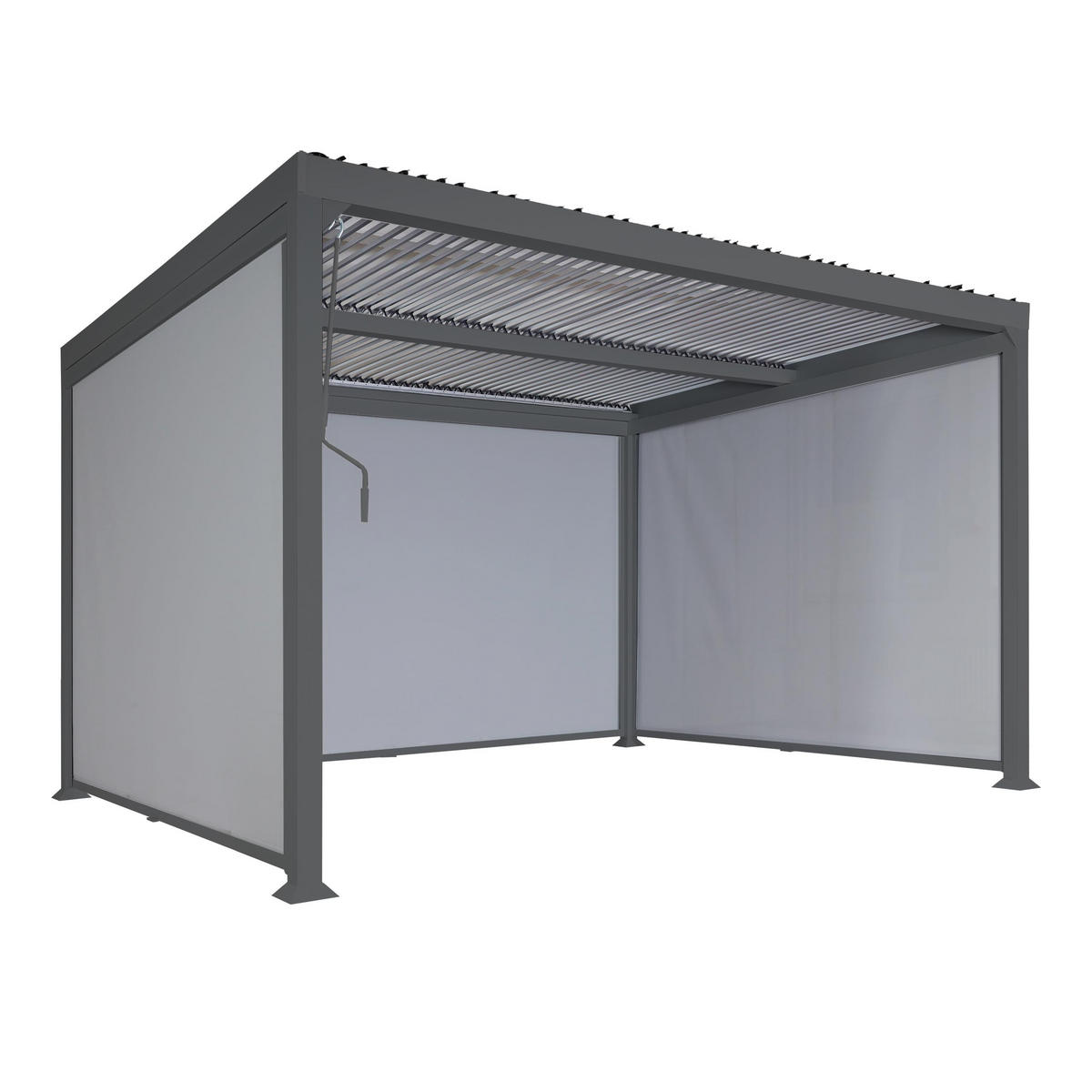 ALU PERGOLA MIT SEITENWAND Anthrazit - Anthrazit, Metall (306/224/306cm) - MCW