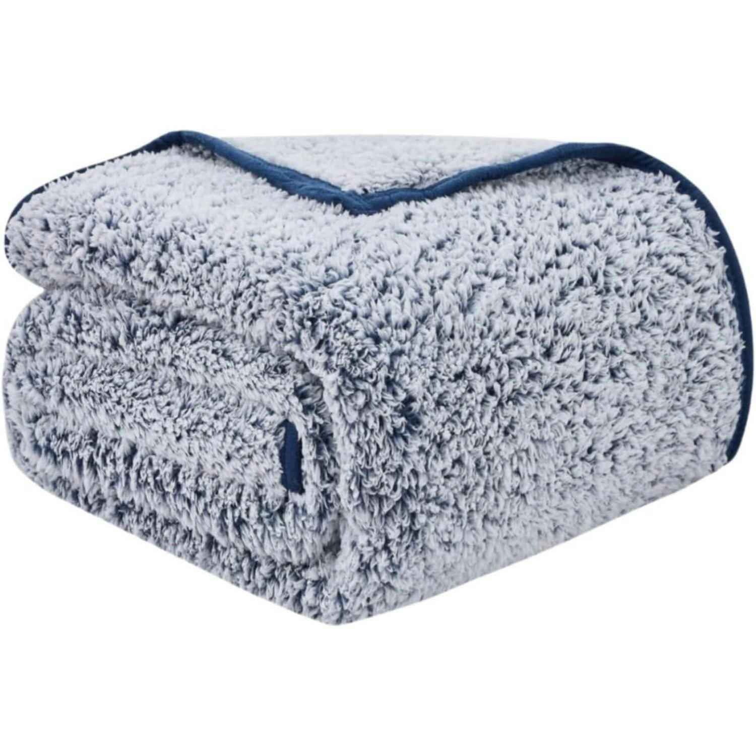 KUSCHELDECKE Sherpa 230 x 270 cm Navy Blau - Dunkelblau, Textil (230/270cm)