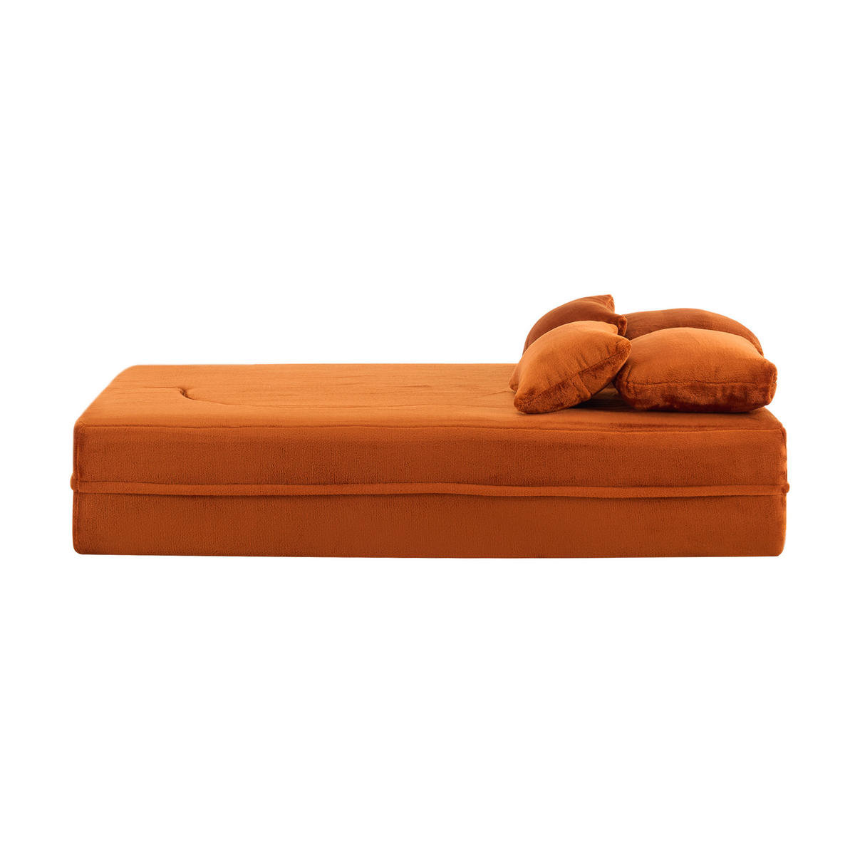SCHLAFSOFA DE-35000 mit 4 Kissen und Klappfunktion Orange - Orange, Textil (60/76/198cm) - ComfortXL