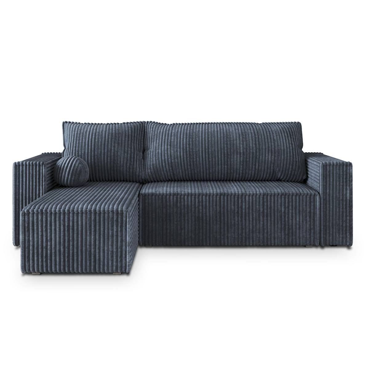 ECKSOFA RAVELO T Grau Kordstoff mit Schlaffunktion - Grau, Holz/Kunststoff (240/140cm) - MASSENO