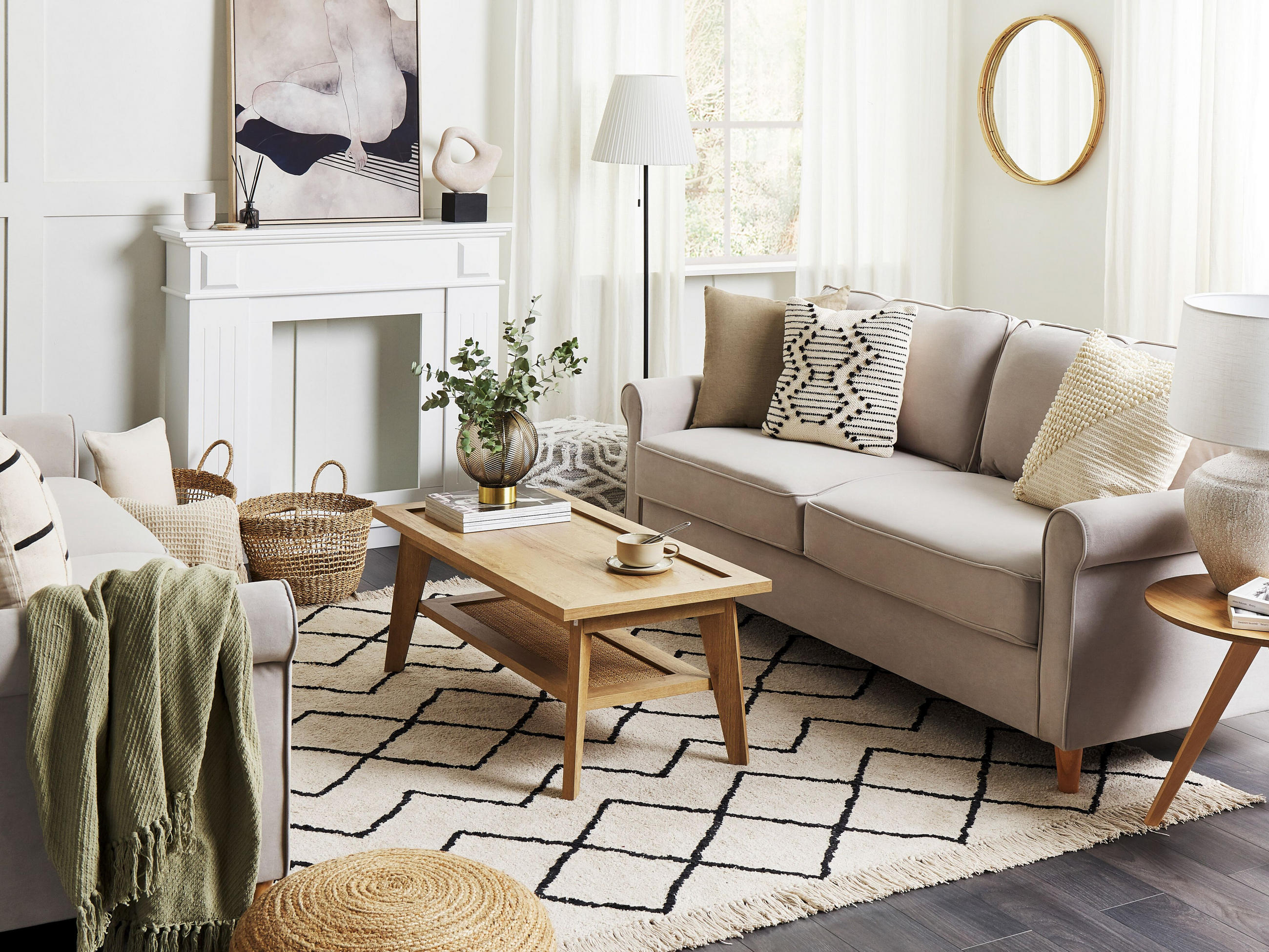 KURZFLOR-TEPPICH Eldes 230/160 cm - Beige, Textil (160/230cm) - Beliani