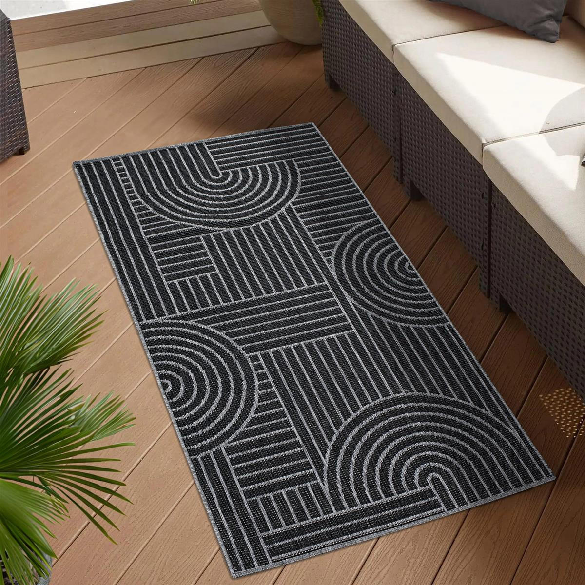 OUTDOOR-TEPPICH DuoRug 5842 Anthrazit 80x150 cm - Anthrazit, Textil (80/150cm) - carpet city
