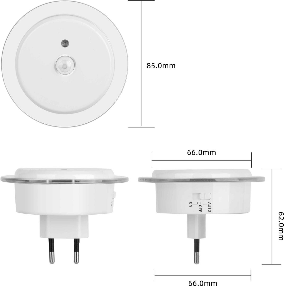 LED-NACHTLICHT - Bernsteinfarben mit Dämmerungssensor und Bewegungsmelder für Innenräume, 4er-Set - Weiß, Kunststoff (6.4/8.5/8.5cm) - Northpoint