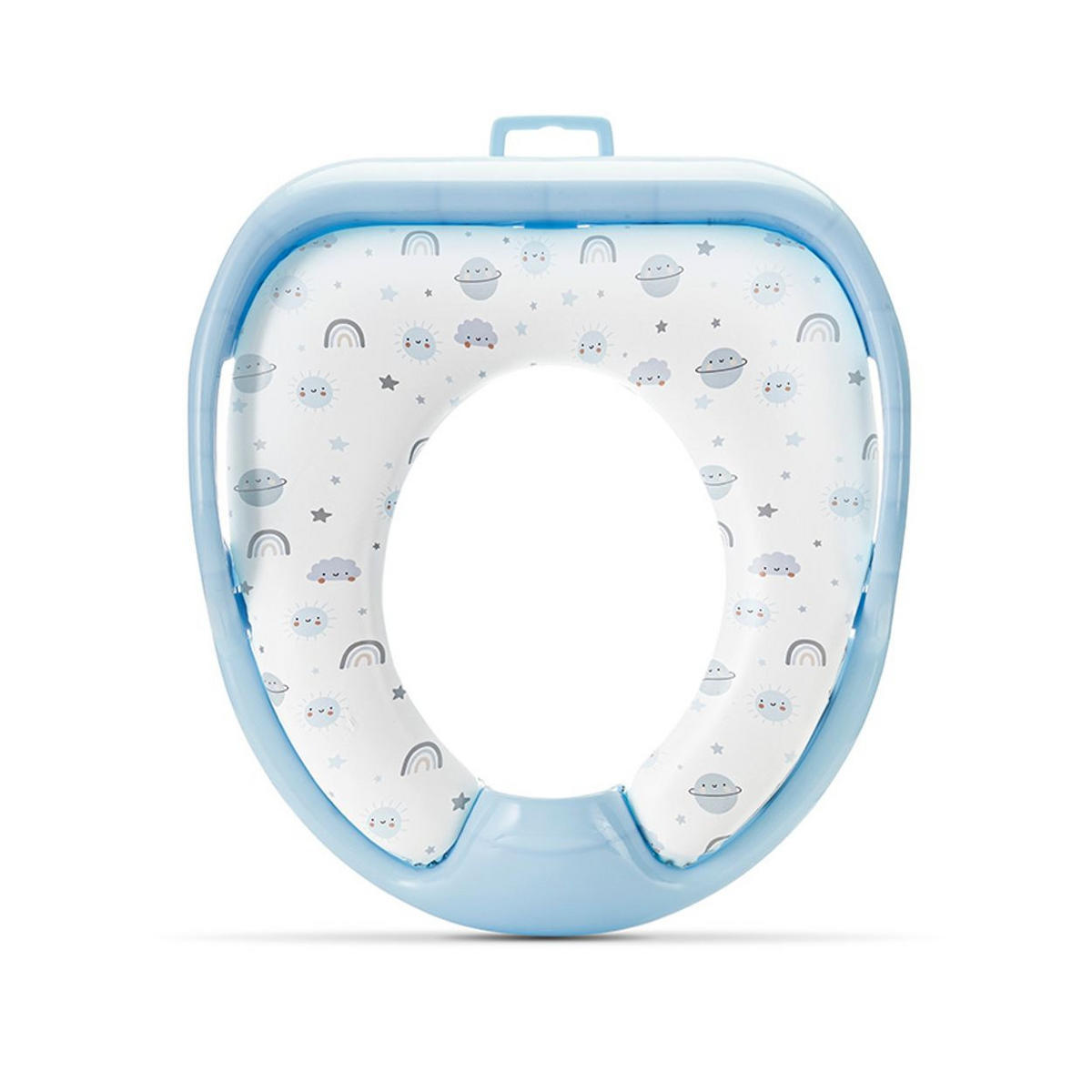 TOILETTENTRAINER 1013099 hellblau Toilettensitz, Handgriffe, gepolstertes Sitzkissen, Spritzschutz - Blau, Kunststoff (34/30cm) - Lorelli