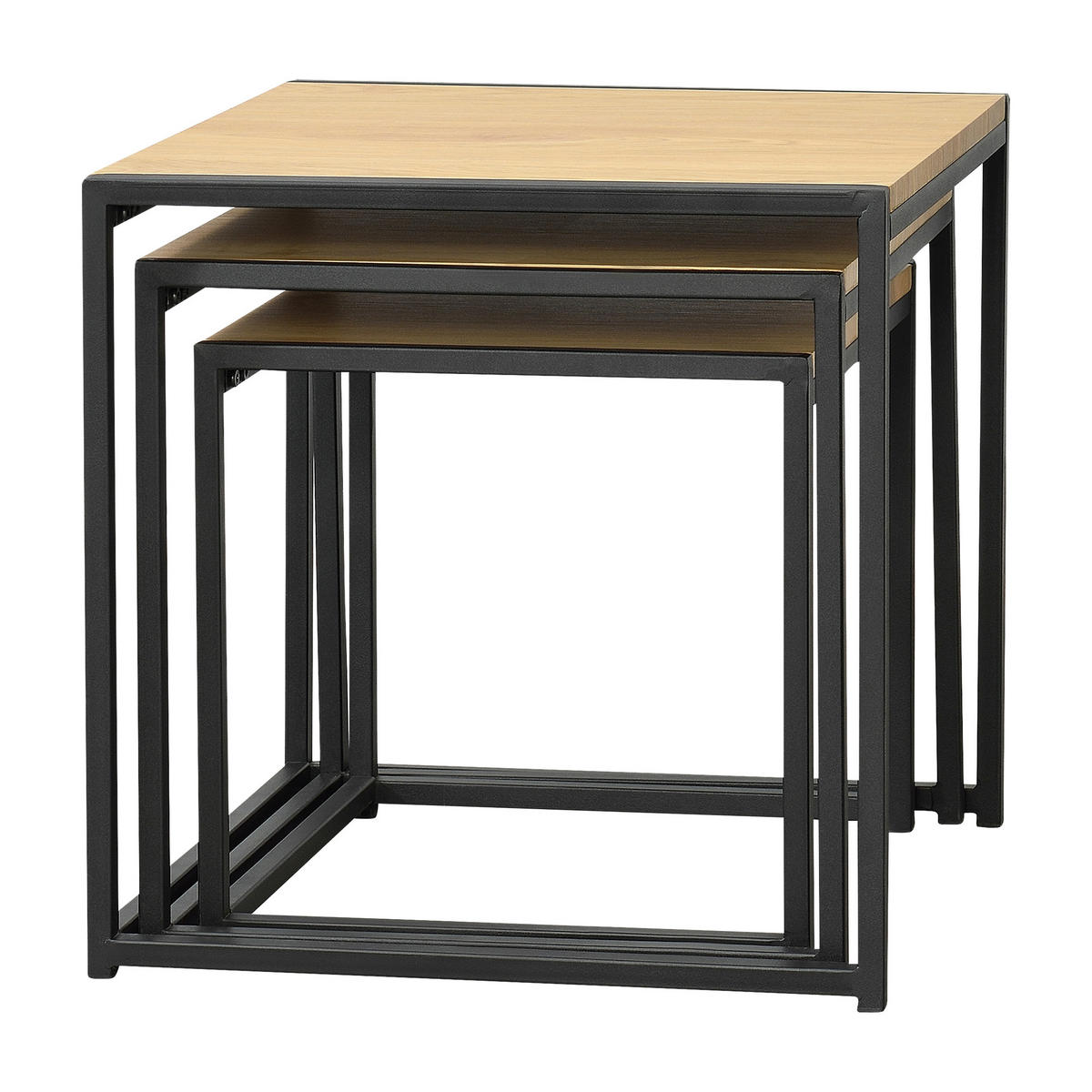 BEISTELLTISCH Ringsaker 3er Set - Eichefarben, Holzwerkstoff (35/35/35cm) - [en.casa]