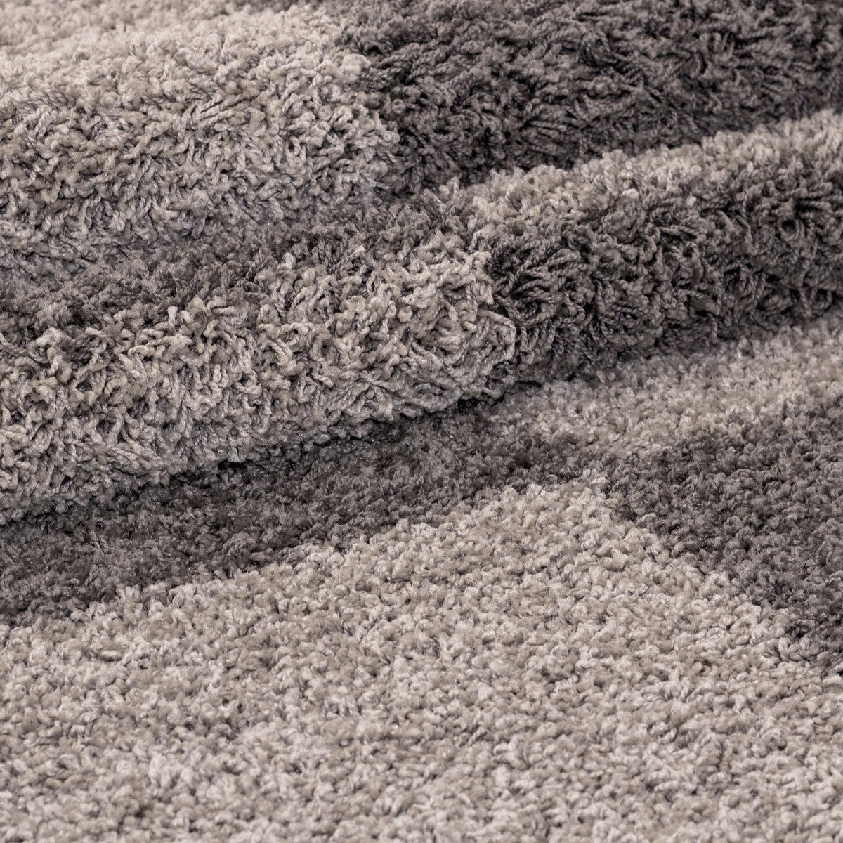 TEPPICH Hochflor Shaggy Karo Design Polypropylen Wohnzimmer Taupe Rund 160x160 - Taupe, Textil (160/160cm) - KADIMA DESIGN
