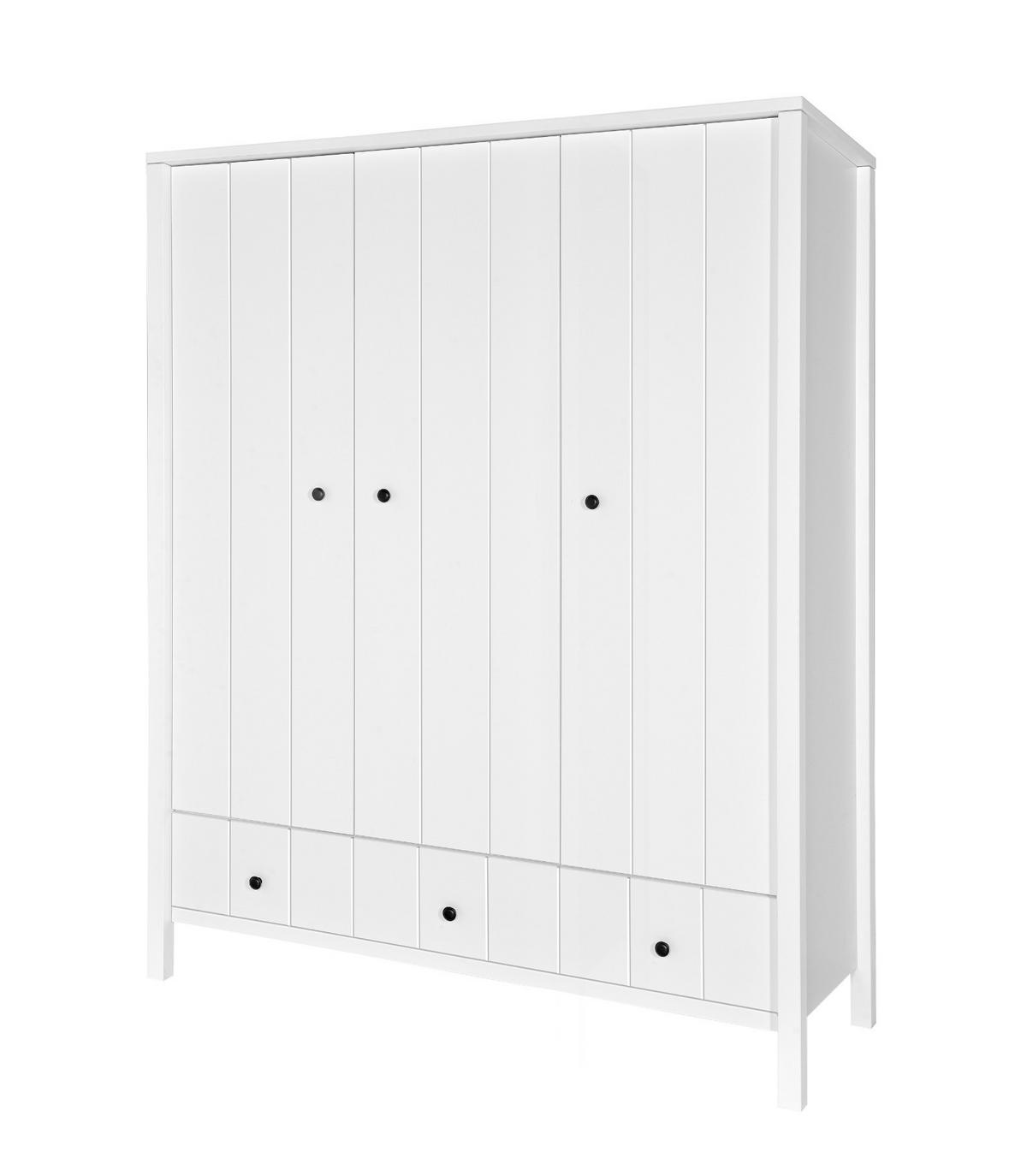 KINDERKLEIDERSCHRANK Allpin_3, 3-türig – ideal für das Kinderzimmer - Weiß, Holzwerkstoff (148.5/190/55cm) - RAUMHIRSCH FURNITURE